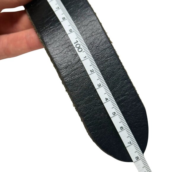 Vintage Dark Brown/Black Leather Silver Concho Belt - Picture 10 of 11